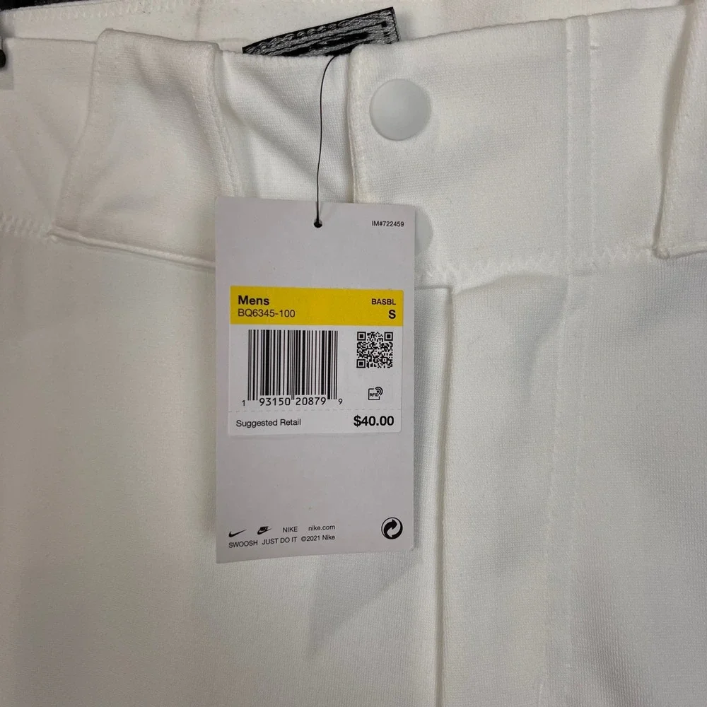 NEW Nike Baseball Pants Mens Small White  Dri-FIT Tapered Athletic